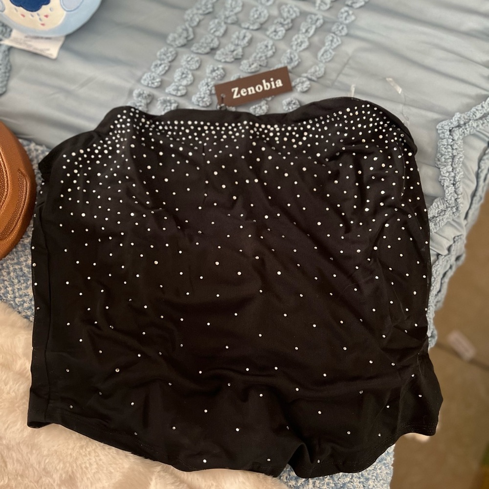 Zenobia Black Top with Silver rhinestones